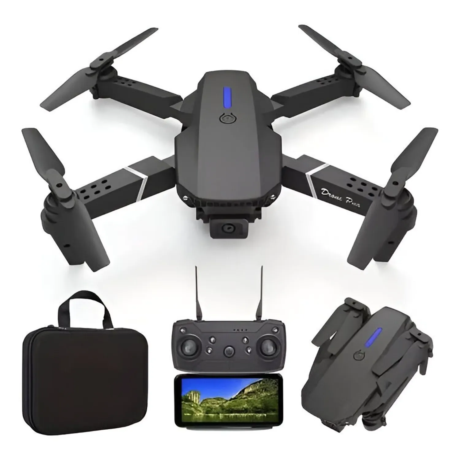Drone E88 Pro con Doble Camara HD incluye Estuche y Repuestos
